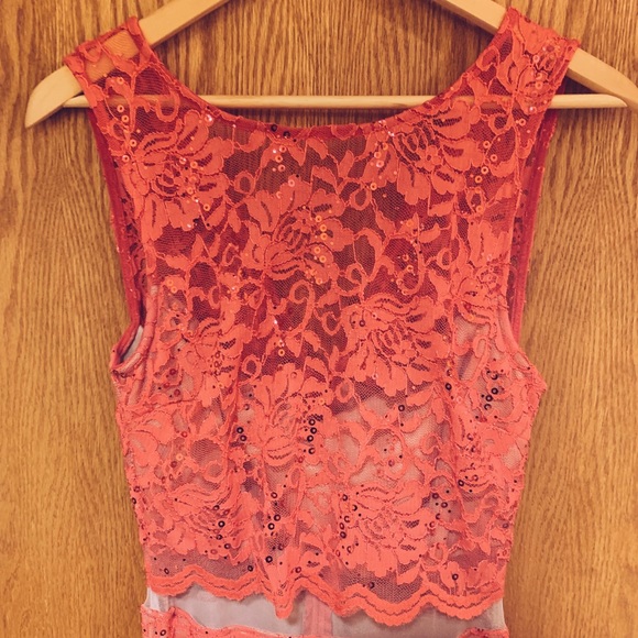 B. Smart Peach Formal Floor Length Gown - Picture 4 of 7